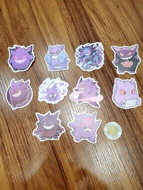 3/$20 10Pcs Pokemon Gengar Waterproof Stickers Set #4